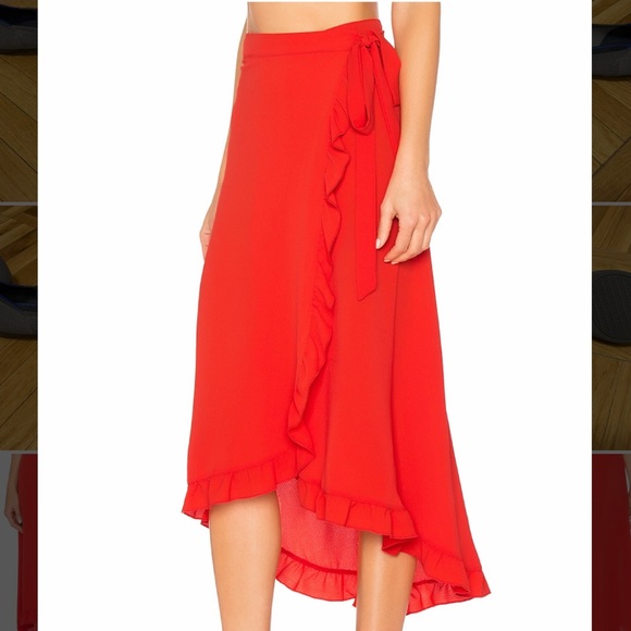 Ellejay Red Emma Wrap Ruffle Skirt - Picture 5 of 6
